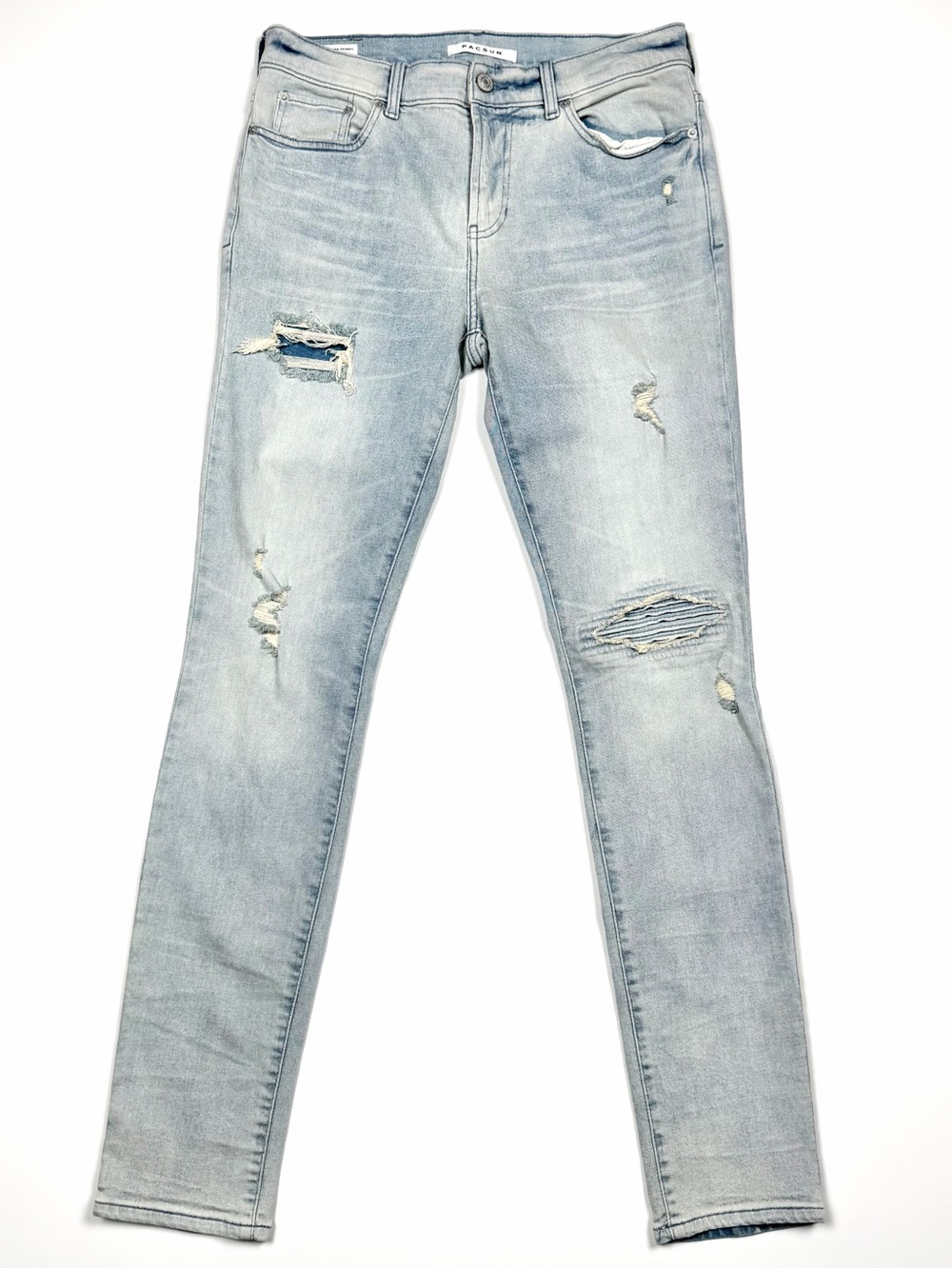 PacSun Stacked Skinny Jeans Men's 30x32 Light Wash Distressed Denim